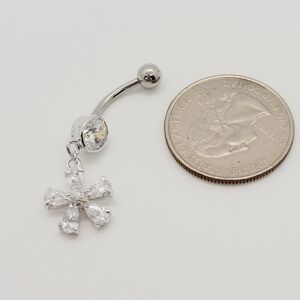 New Sterling Silver CZ Belly Button Navel Ring
